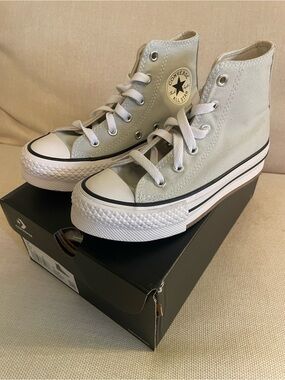 Converse Kids Chuck Taylor ALLSTAR High Top Sneakers- Rainwashed Grey/White